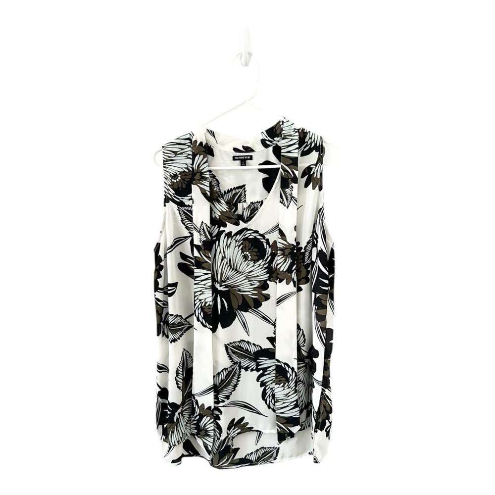 Who What Wear Black Floral Front Tie Tunic Tank Dress Size Large